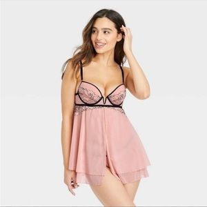 Women's Auden Push-Up Babydoll in Rose